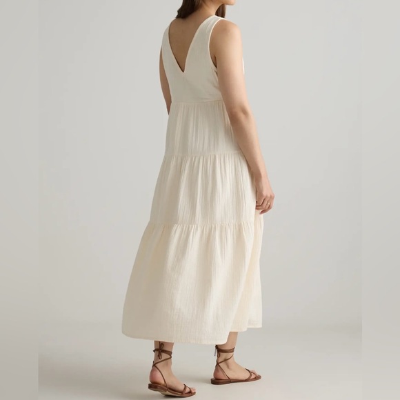 NWT Quince 100% Organic Cotton Gauze Tiered Maxi Dress in Vintage Cream Sz XS - Picture 6 of 7